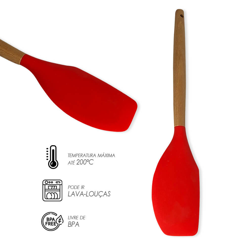 Espátula em Silicone com Cabo de Bambu - 32cm