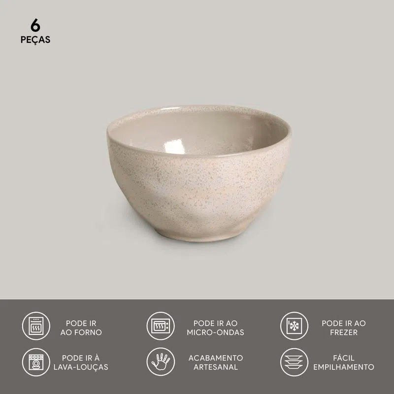 Conjunto 06 Bowl Orgânico Latte 558 ml Off White Porto Brasil