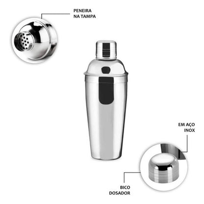 Coqueteleira Inox 750 Ml - 3 Peças