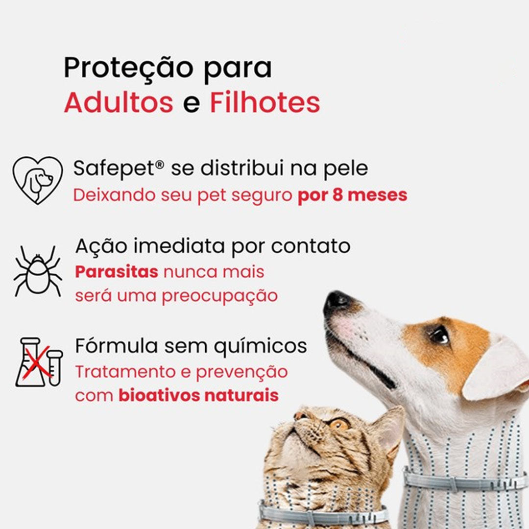 SafePet - Colar Anti Parasitas Premium [8 meses de proteção]