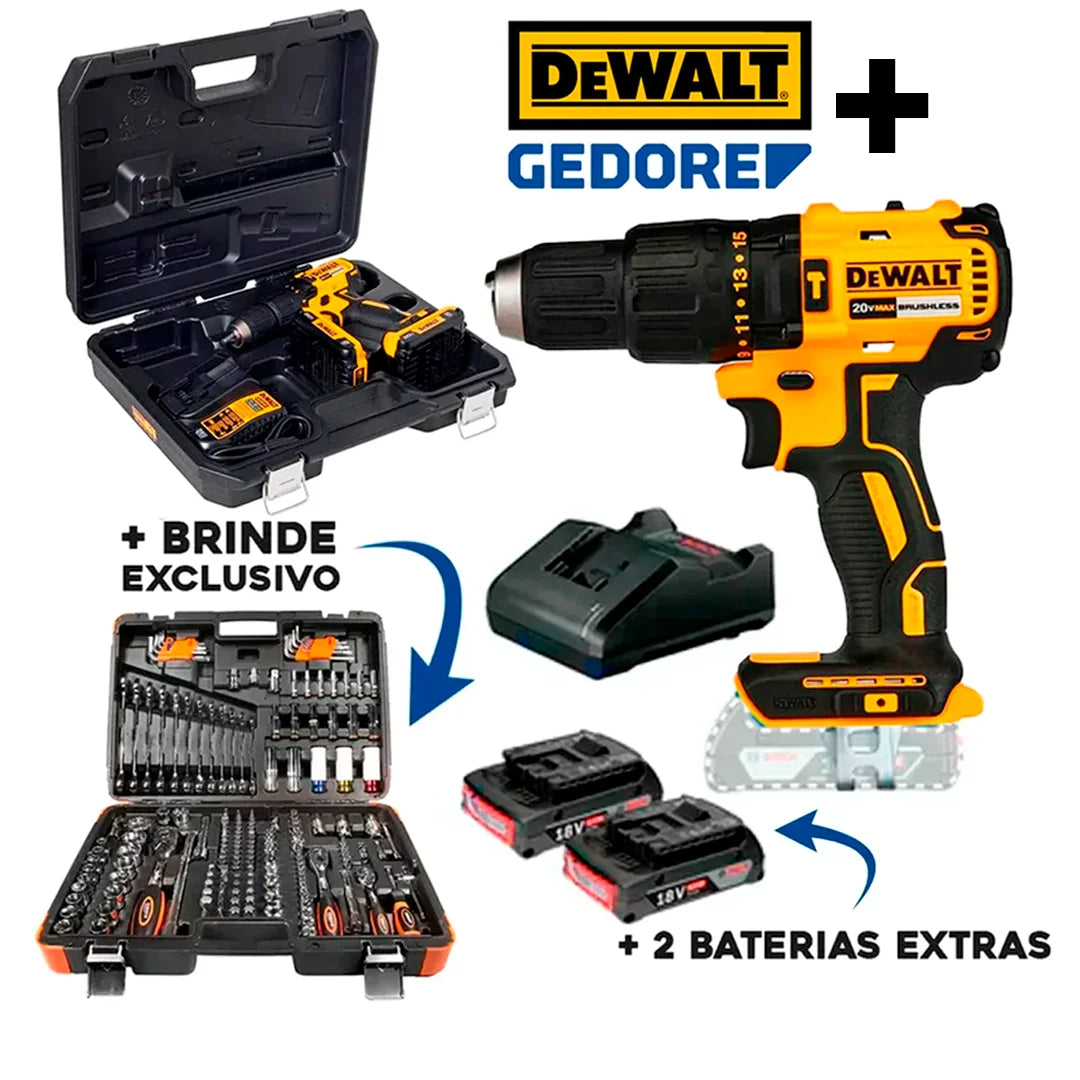 Parafusadeira Dewalt + Maleta Gedore 178 Ferramentas [ÚLTIMAS UNIDADES]