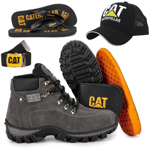 KIT COM BOTA ADVENTURE INDESTRUTÍVEL MASCULINA + CARTEIRA + CINTO + CHINELO + BONÉ