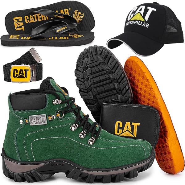 KIT COM BOTA ADVENTURE INDESTRUTÍVEL MASCULINA + CARTEIRA + CINTO + CHINELO + BONÉ