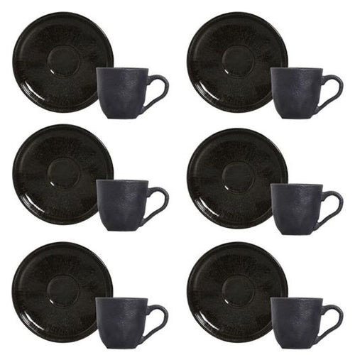 Juego de 6 Tazas de Café con Platos Bio Stoneware Imo 120ml